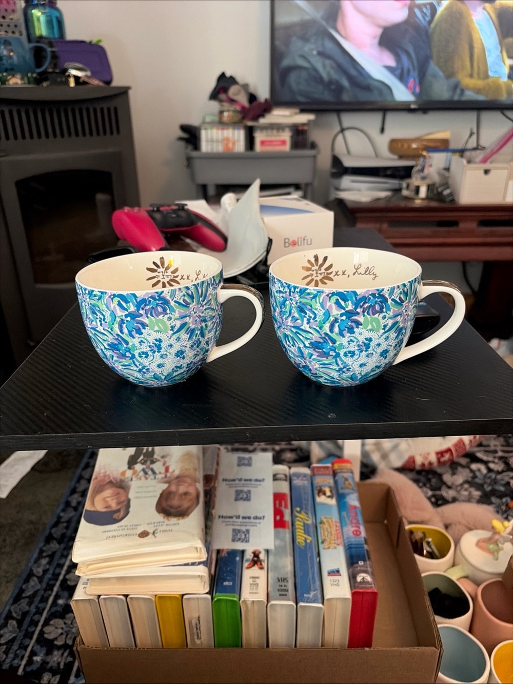 Set of 2 Lilly Pulitzer Ceramic Mug Coffee / Tea Cup Floral Design 12 Ounce